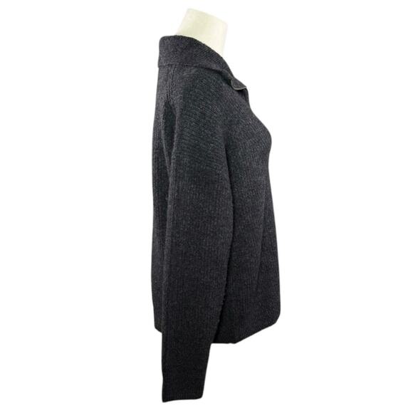 J.Crew Wool Blend Half-Zip Sweater | Gray Unisex Minimalist Ribbed | M - Picture 5 of 10